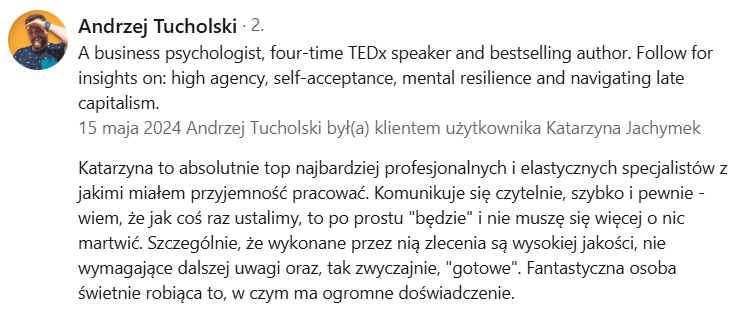Opinia Andrzeja Tucholskiego o współpracy przy korekcie e-booka