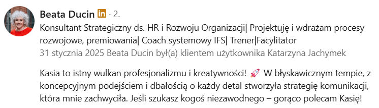 Opinia Beaty Ducin o współpracy w zakresie strony internetowej