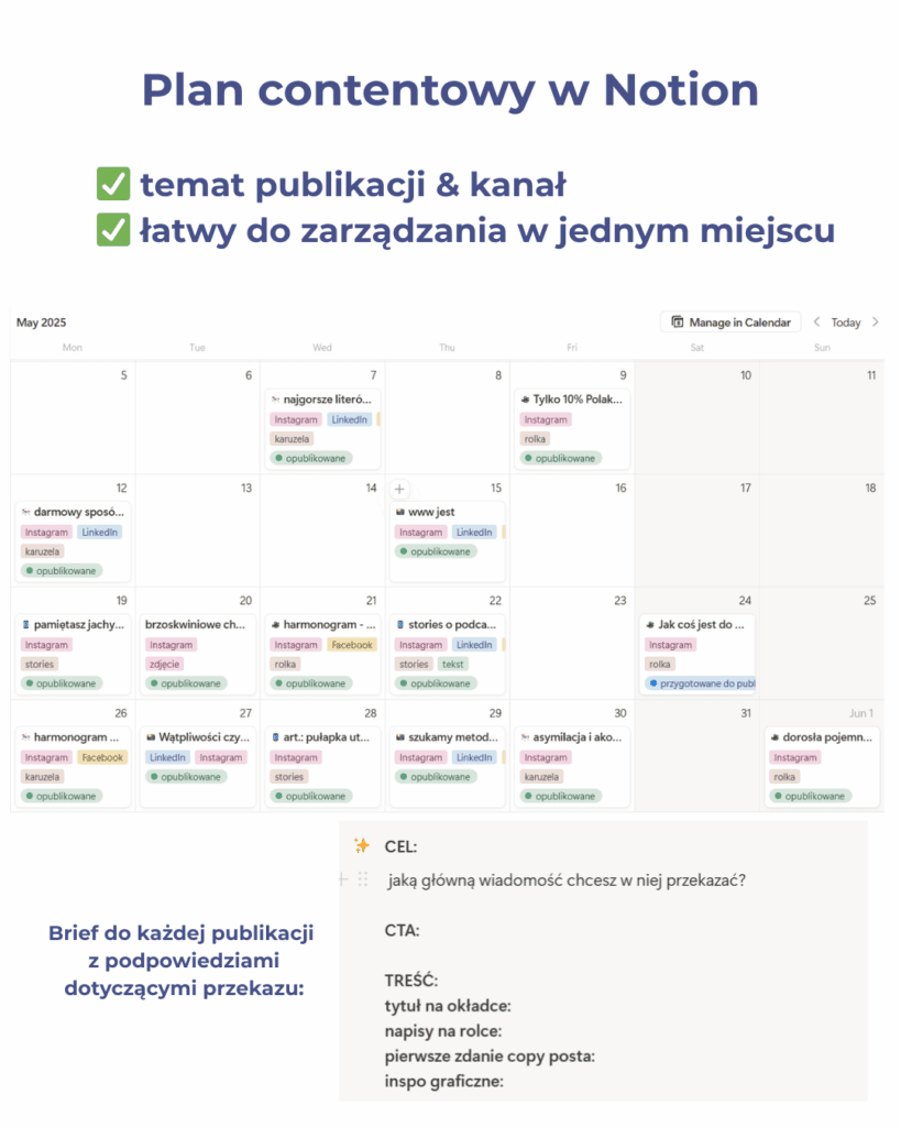 Plan treści do kampanii sprzedażowej w Notion
